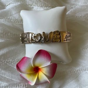 Two tone Love bar spacers stretchy bracelet